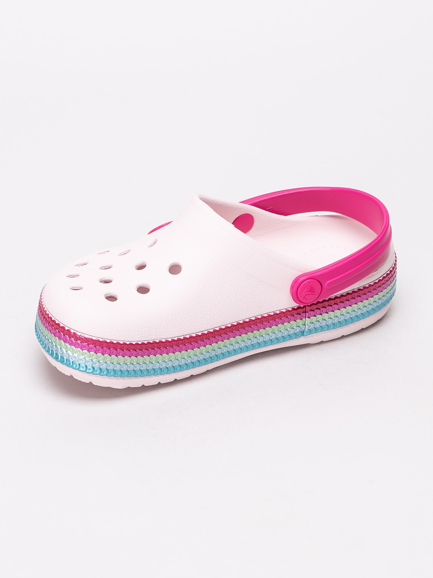 64191020 Crocs Crocband Sequin Band Clog K 205525-6PI ljusrosa barn foppatofflor med paljettband-2