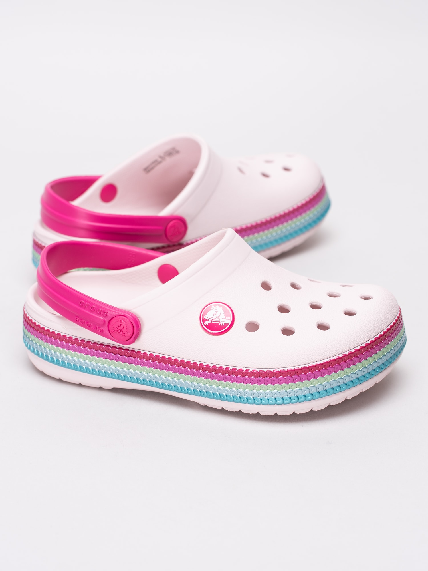 64191020 Crocs Crocband Sequin Band Clog K 205525-6PI ljusrosa barn foppatofflor med paljettband-6