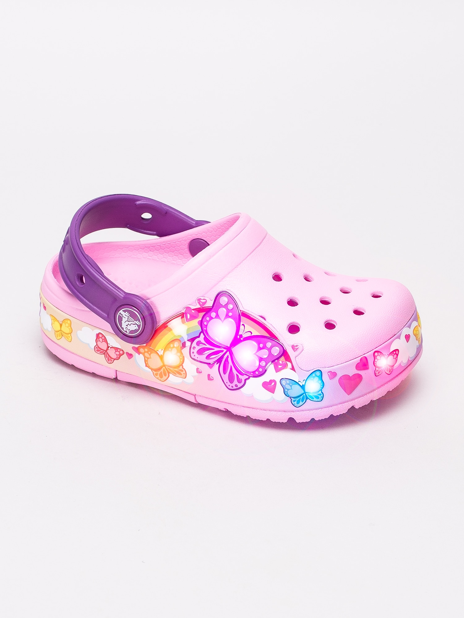 64191021 Crocs Fun Lab Butterfly Band Lights Clog K 205649-6I2 rosa foppatofflor med blinkade fjärilar-1