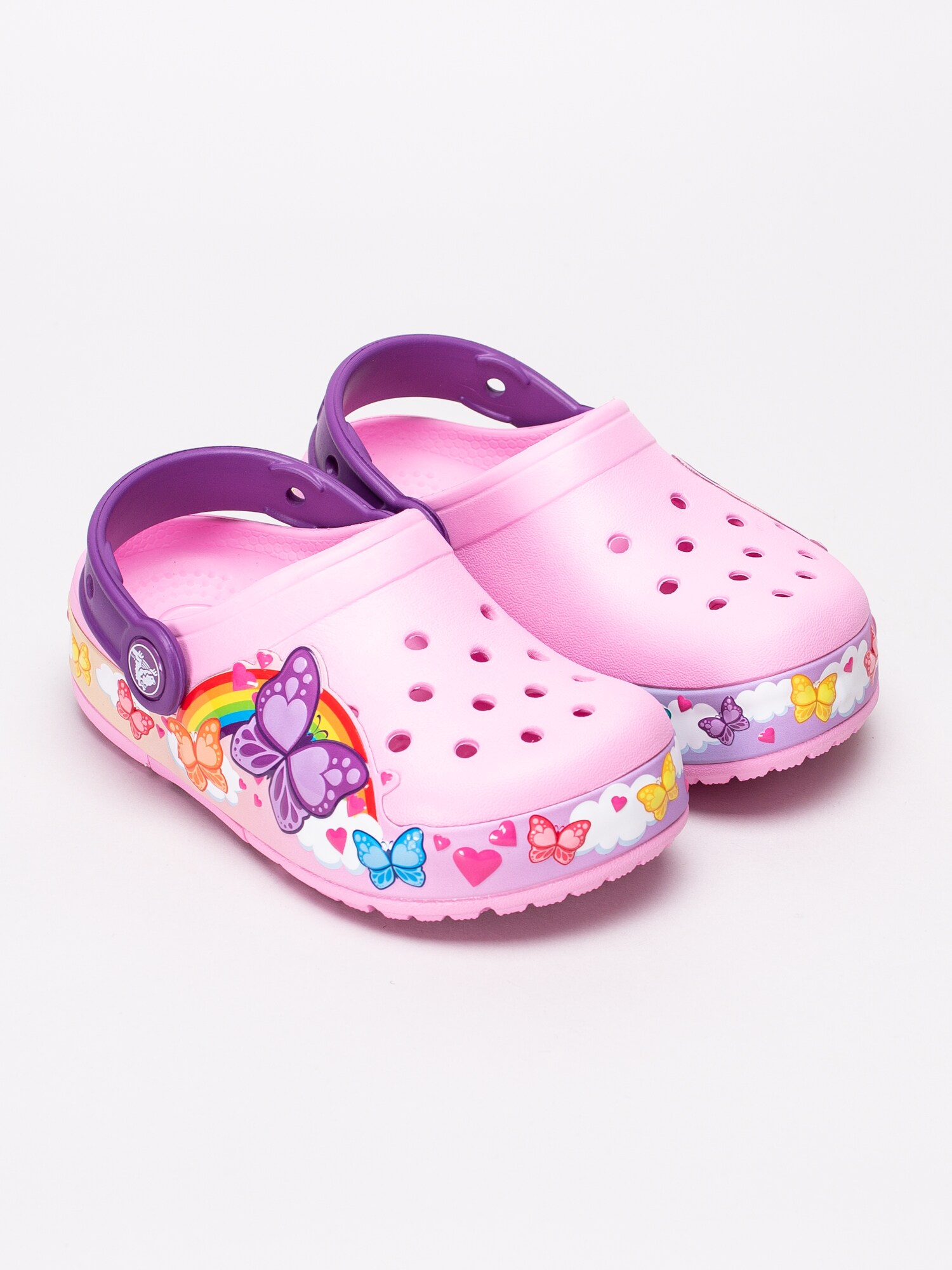 64191021 Crocs Fun Lab Butterfly Band Lights Clog K 205649-6I2 rosa foppatofflor med blinkade fjärilar-4