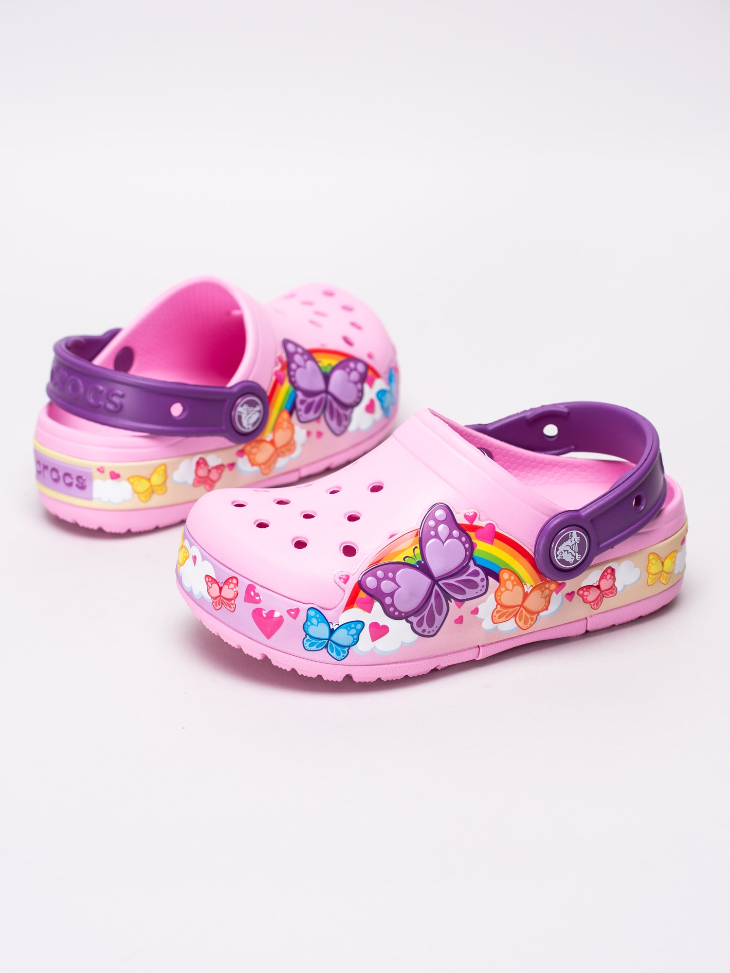 64191021 Crocs Fun Lab Butterfly Band Lights Clog K 205649-6I2 rosa foppatofflor med blinkade fjärilar-7