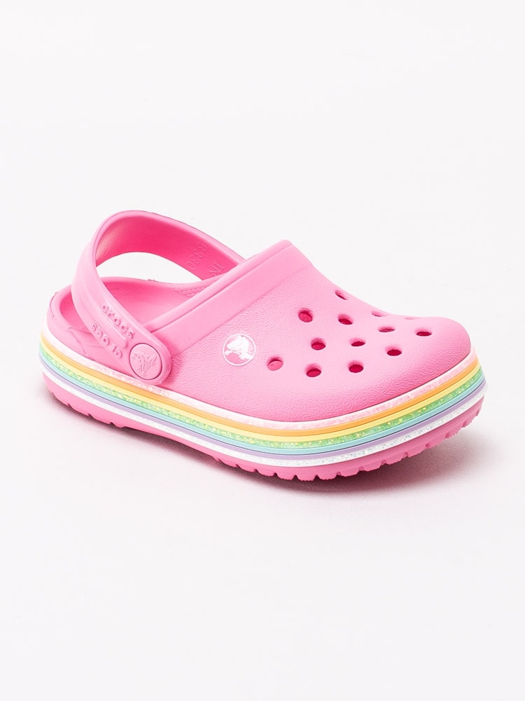 64201006 Crocs Crocband Rainbow Glitter Clog Kids 206151-669 Rosa badtofflor med regnbåge-1