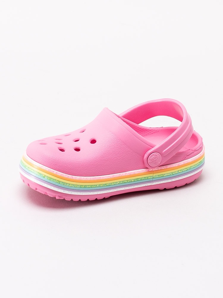 64201006 Crocs Crocband Rainbow Glitter Clog Kids 206151-669 Rosa badtofflor med regnbåge-2