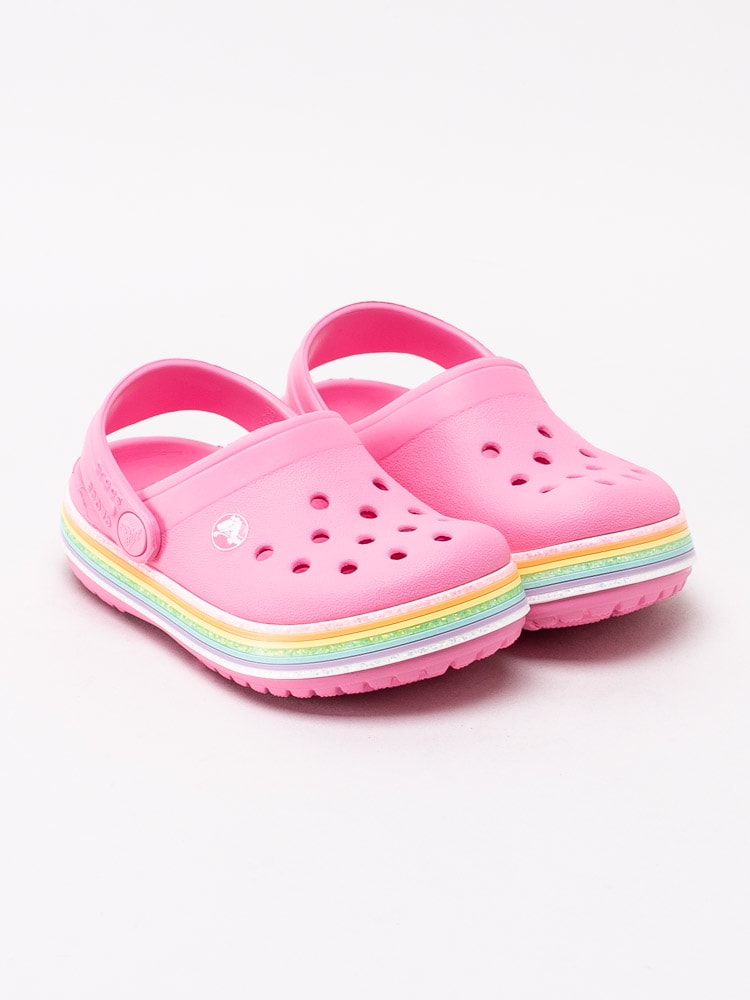 64201006 Crocs Crocband Rainbow Glitter Clog Kids 206151-669 Rosa badtofflor med regnbåge-3