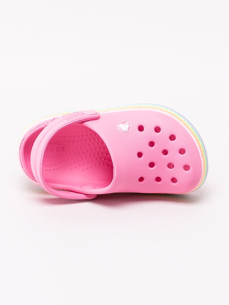 64201006 Crocs Crocband Rainbow Glitter Clog Kids 206151-669 Rosa badtofflor med regnbåge-4