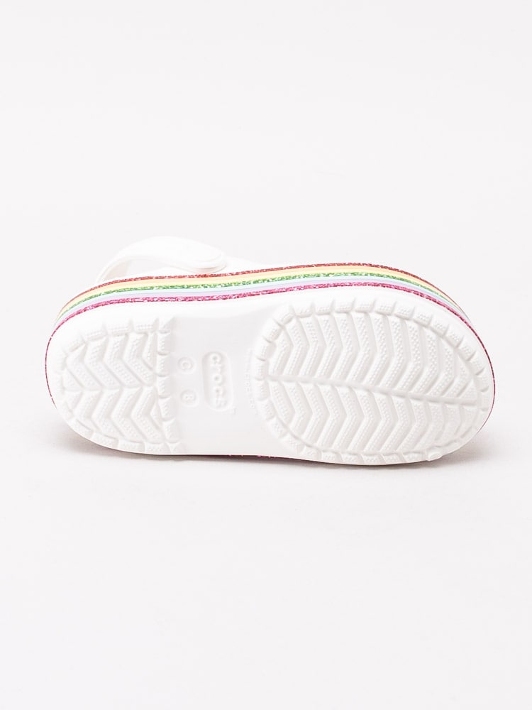 64201007 Crocs Crocband Rainbow Glitter Clog Kids 206151-100 Vita badtofflor med regnbåge-5