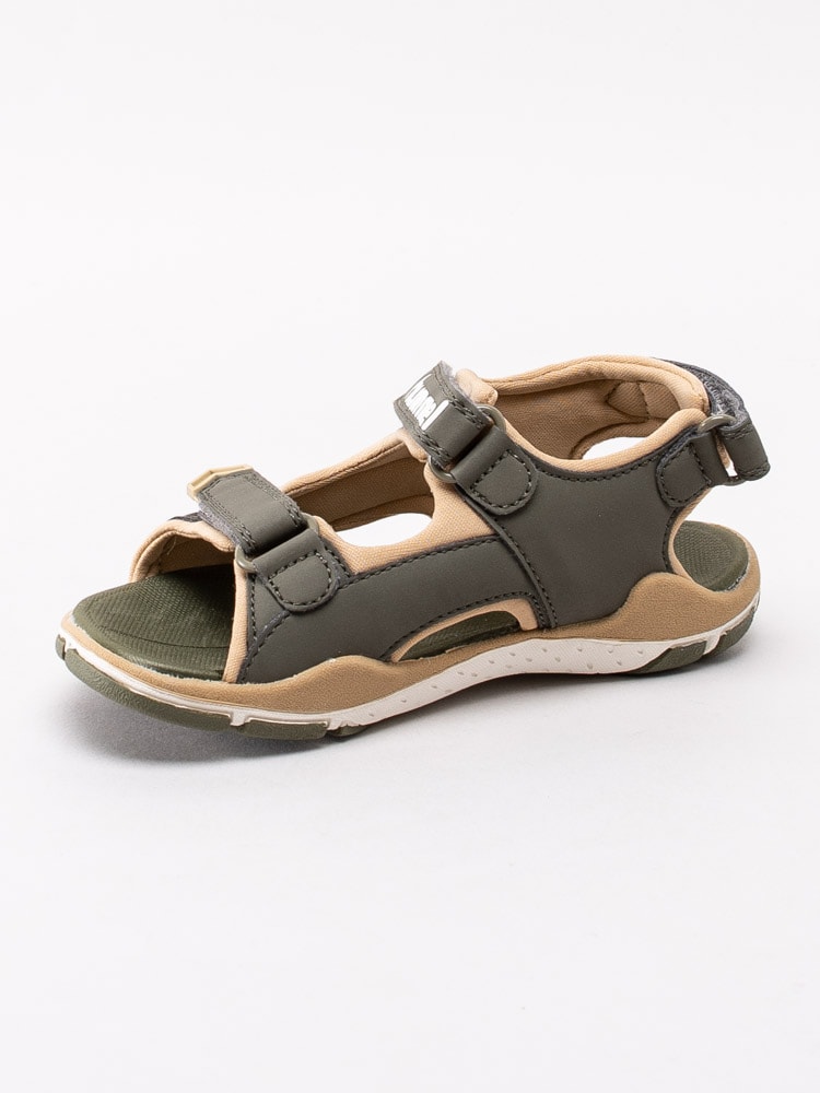 64201019 Hummel Sandal Trekking Junior 205775-6754 Mörkgröna sandaler med beige partier-2