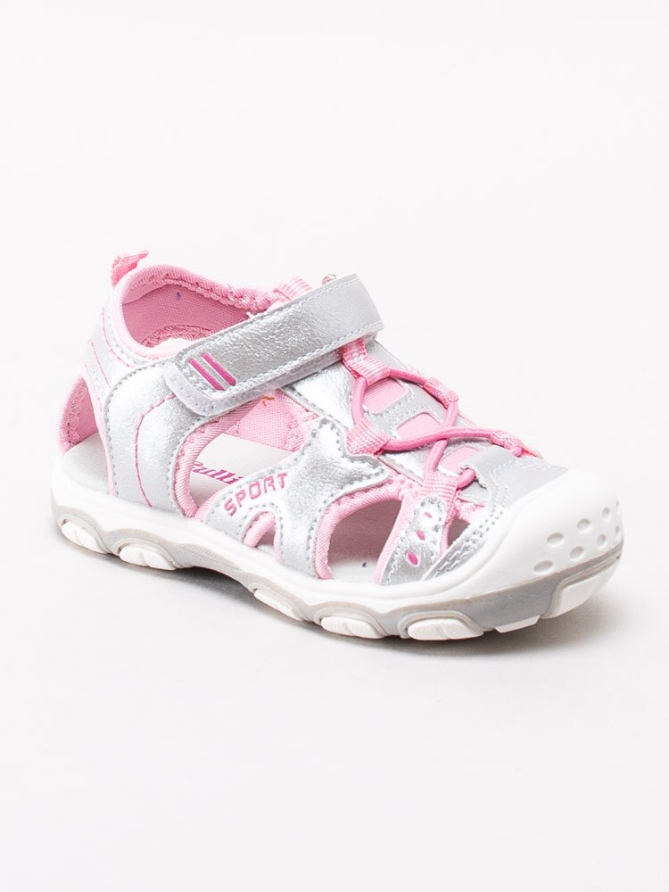 64201023 Gulliver 433-0983-02 Silvermetalliska sandalskor med rosa detaljer -1