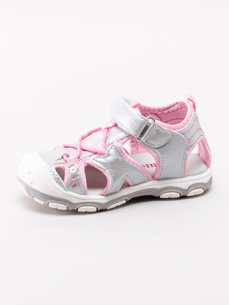 64201023 Gulliver 433-0983-02 Silvermetalliska sandalskor med rosa detaljer -2