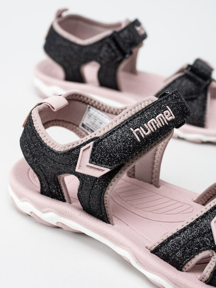 Hummel - Sandal Sport Glitter Jr - Svartglittriga sandaler med rosa detaljer