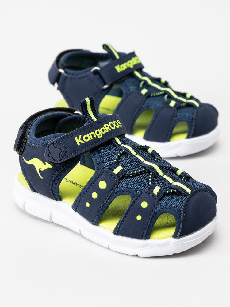 Kangaroos - K-Mini - Blå sandaler med limefärgade prickar