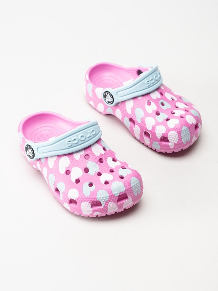 Crocs - Classic Easy Icon Clog T - Rosa badtofflor med hjärtmotiv