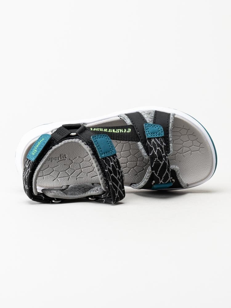 Superfit - Svarta sportiga sandaler med blå detaljer