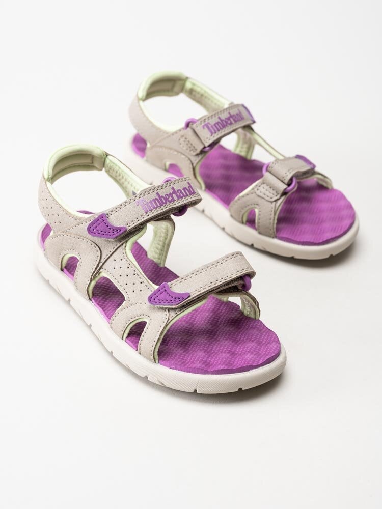 Timberland - Perkins Row 2-Strap - Beige sandaler med lila detaljer
