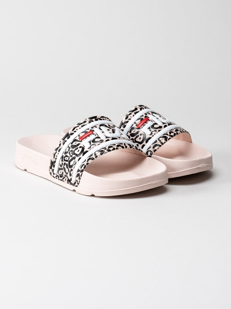 FILA - Morro Bay A Kids - Rosa slip in sandaler med leopardmönster