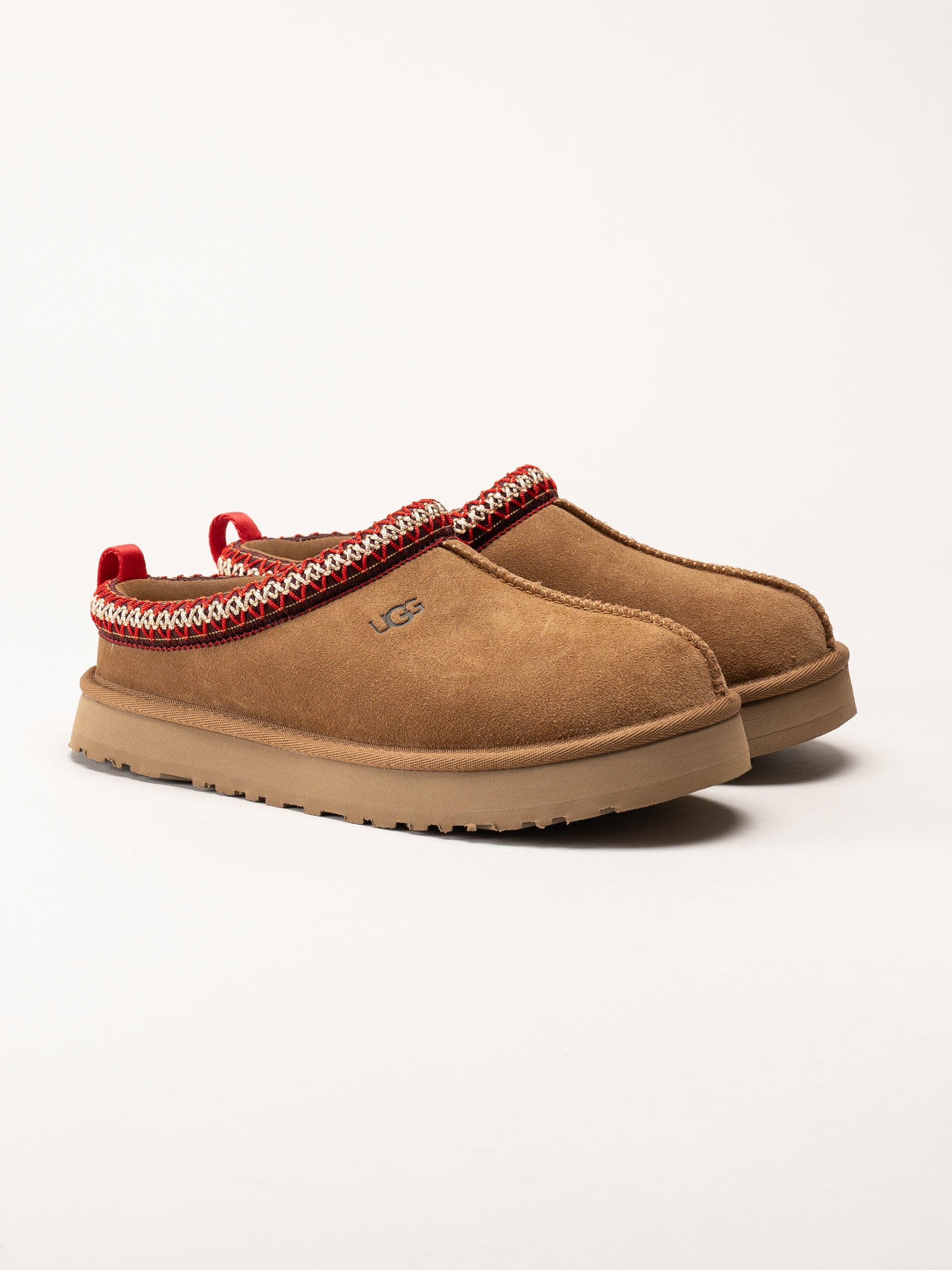 UGG - K Tazz - Ljusbruna fårskinnsfodrade tofflor i mocka