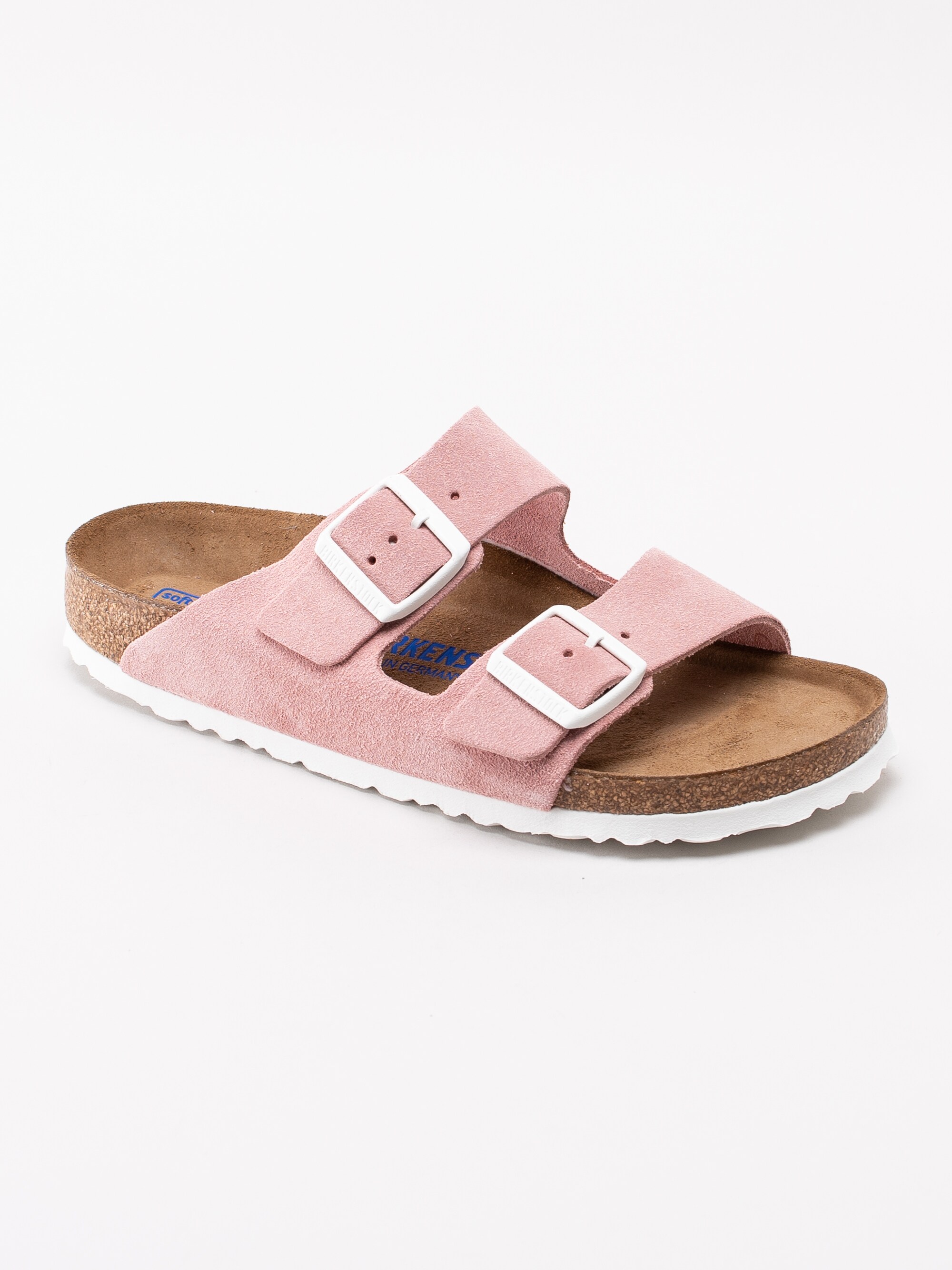 65191005 Birkenstock Arizona 1012830 rosa slip in sandaler i mocka med mjuk sula-1