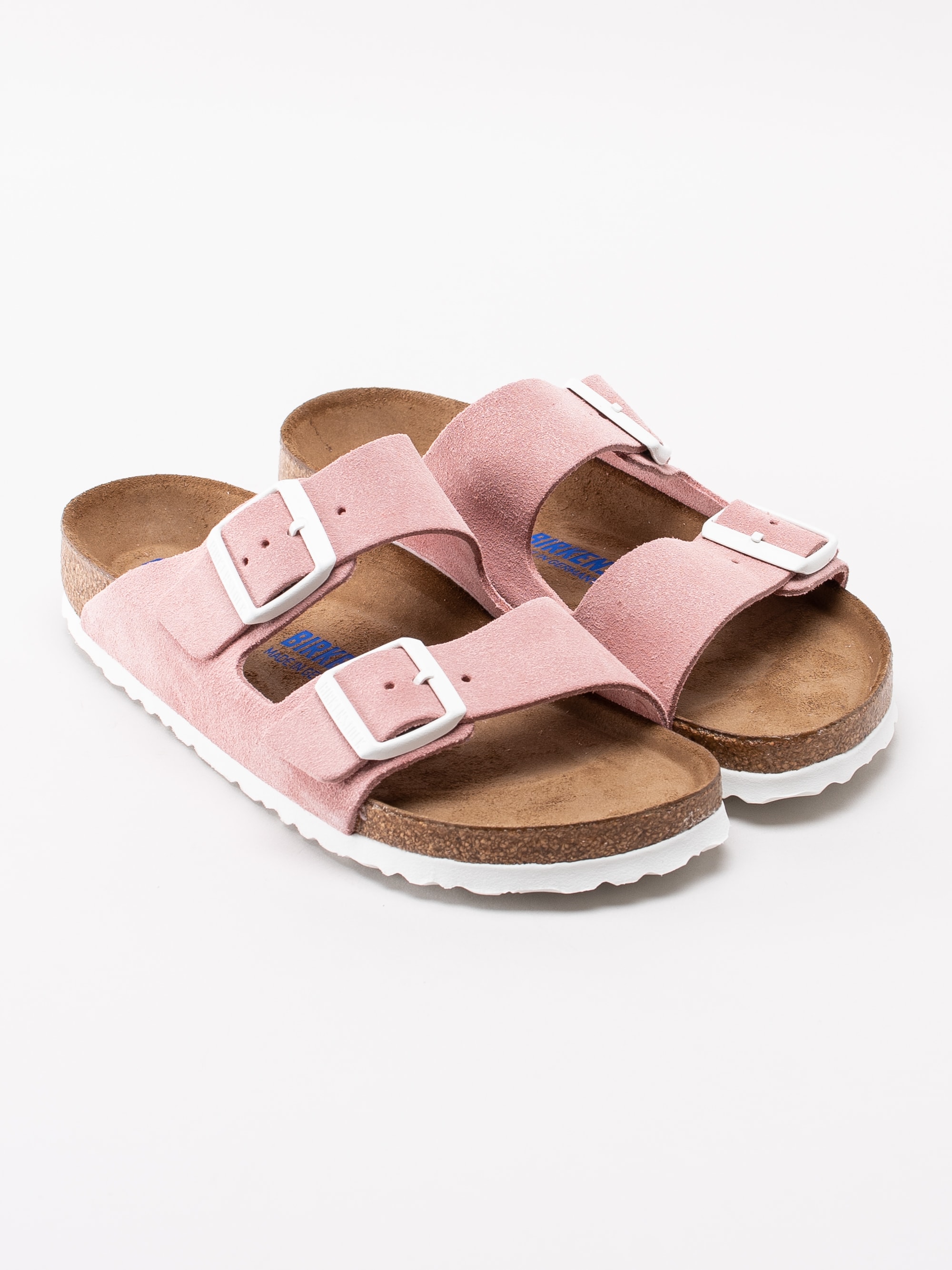 65191005 Birkenstock Arizona 1012830 rosa slip in sandaler i mocka med mjuk sula-3