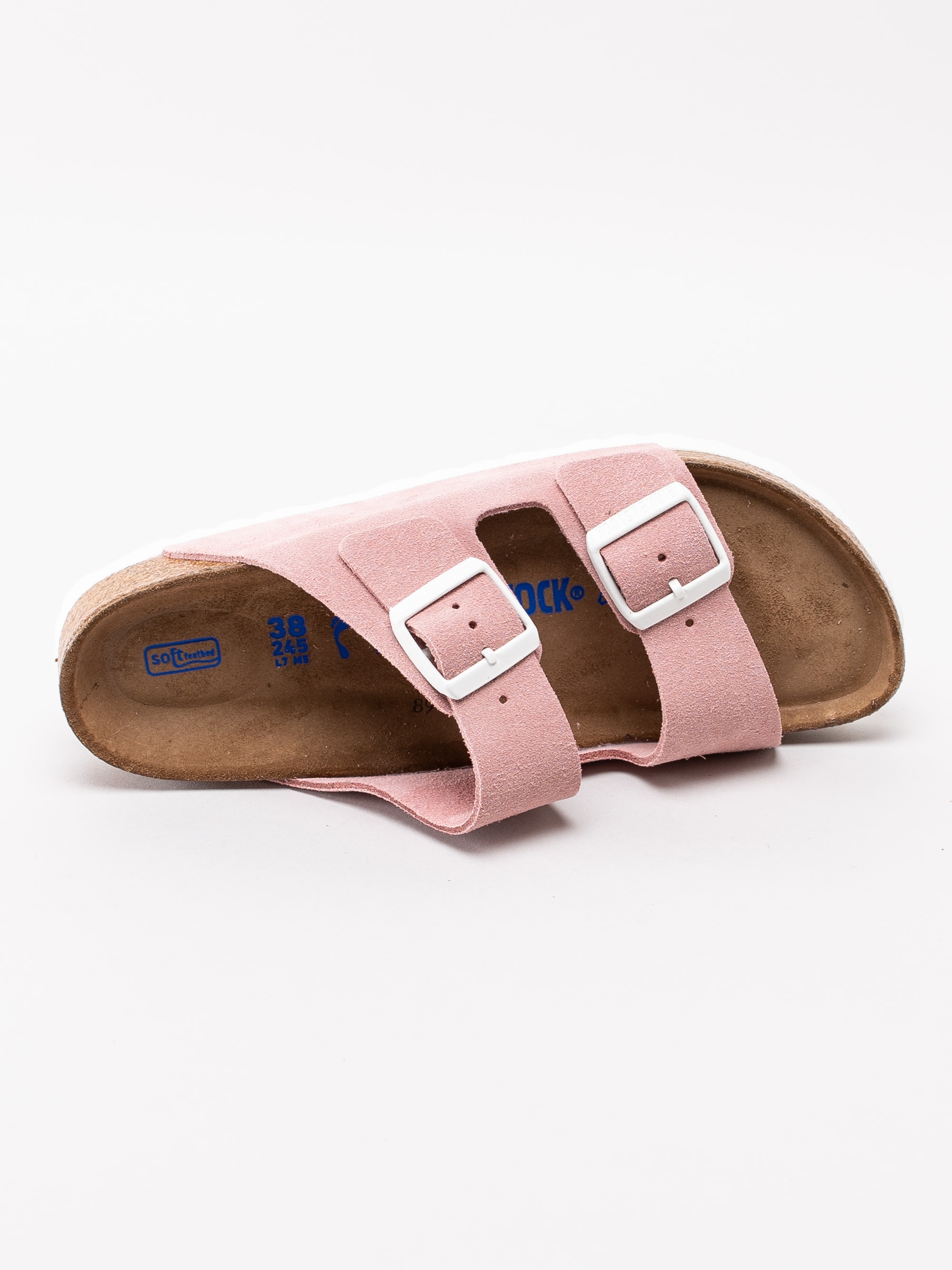 65191005 Birkenstock Arizona 1012830 rosa slip in sandaler i mocka med mjuk sula-4