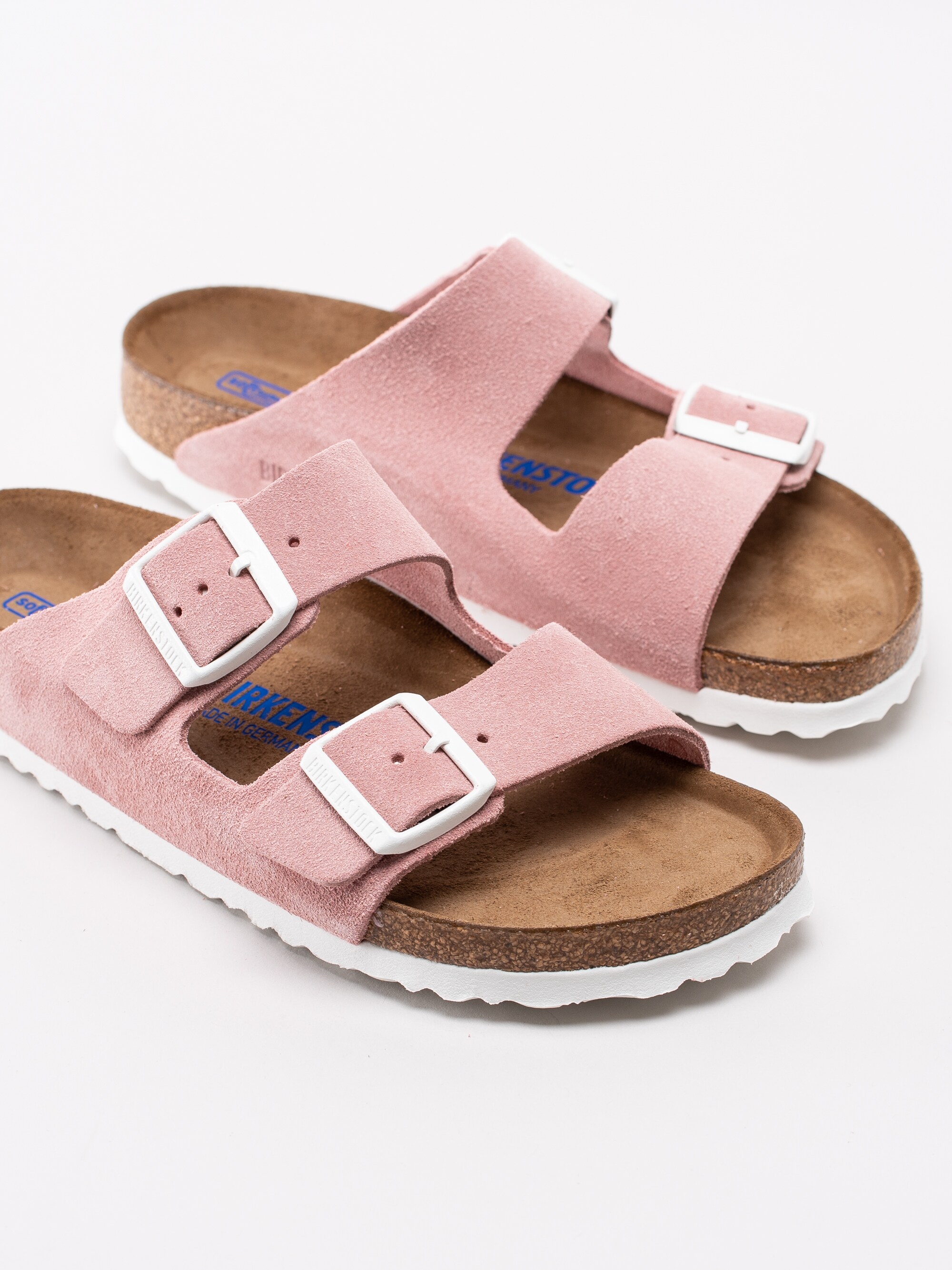 65191005 Birkenstock Arizona 1012830 rosa slip in sandaler i mocka med mjuk sula-6