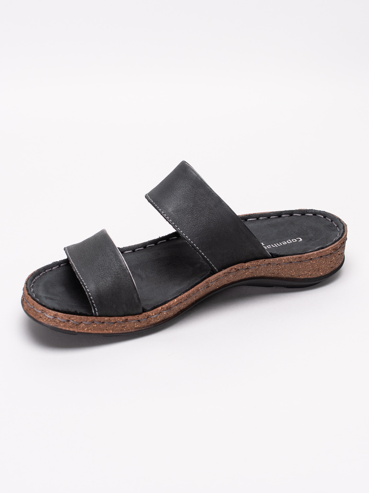 65191029 Copenhagen Shoes Emmely Black Nubuck svarta slip ins sandaler med två remmar-2