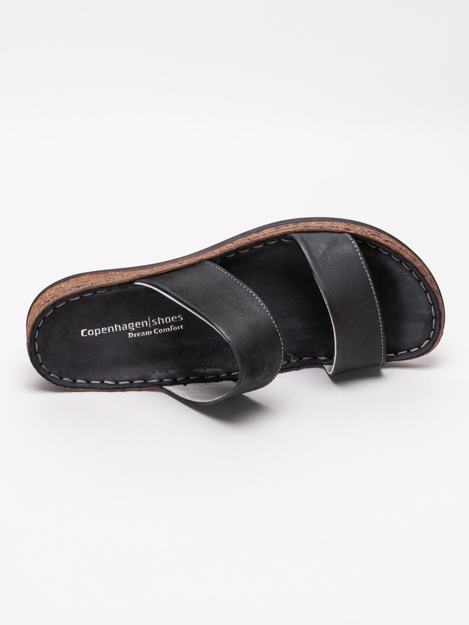 65191029 Copenhagen Shoes Emmely Black Nubuck svarta slip ins sandaler med två remmar-4