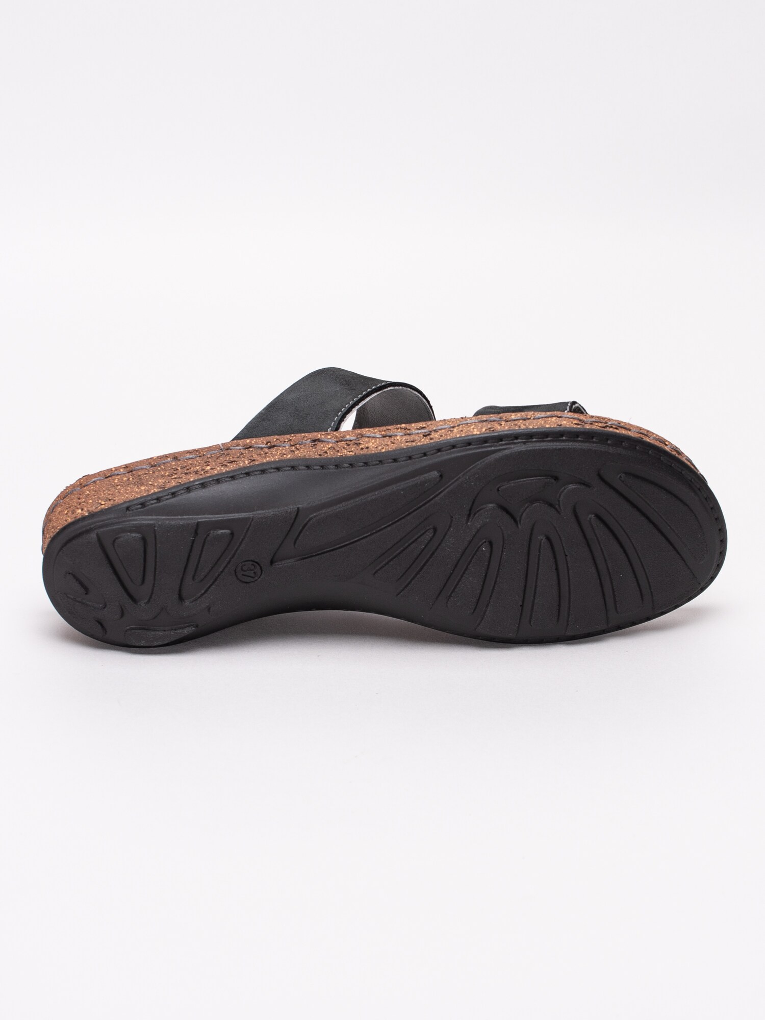 65191029 Copenhagen Shoes Emmely Black Nubuck svarta slip ins sandaler med två remmar-5