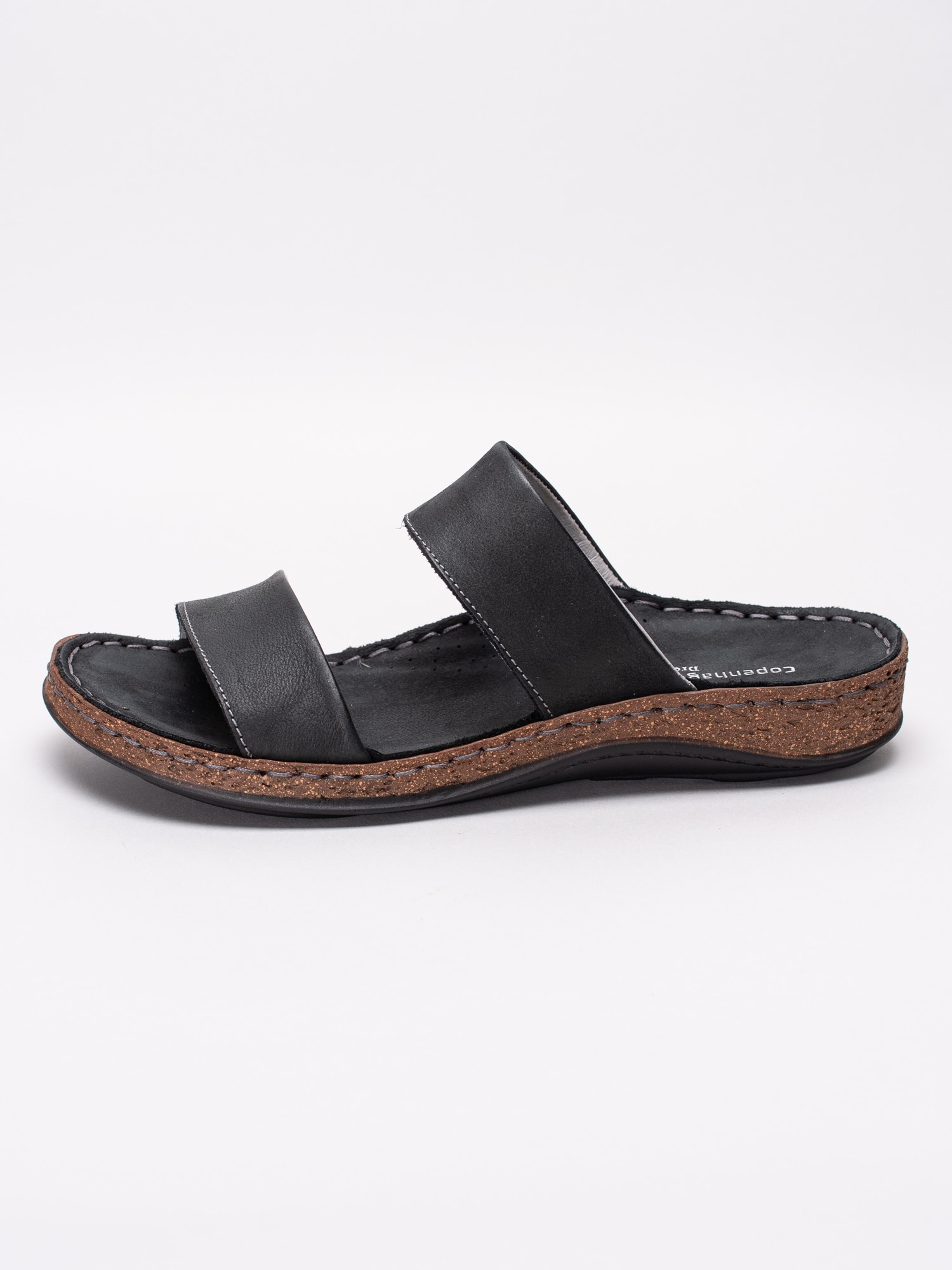 65191029 Copenhagen Shoes Emmely Black Nubuck svarta slip ins sandaler med två remmar-6