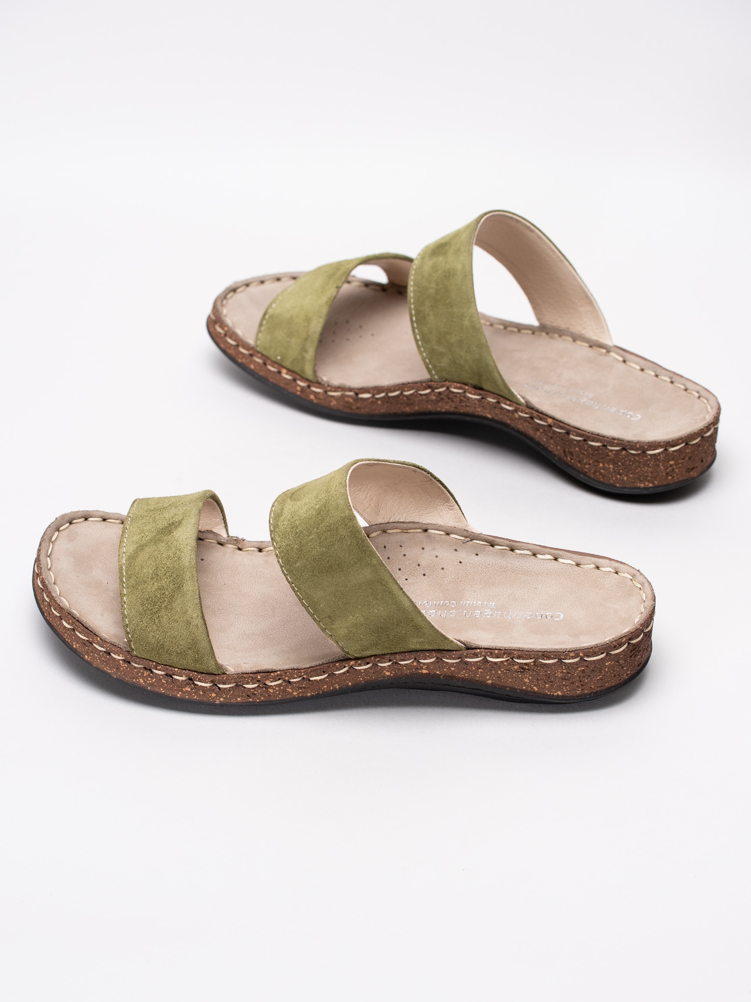 65191030 Copenhagen Shoes Emmely Green gröna slip ins sandaler i mocka-6