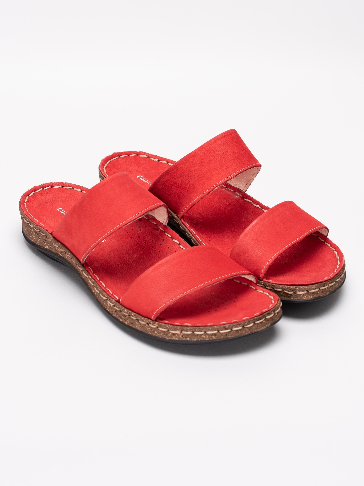 65191031 Copenhagen Shoes Emmely Red Nubuck röda slip ins damsandaler med två remmar-3