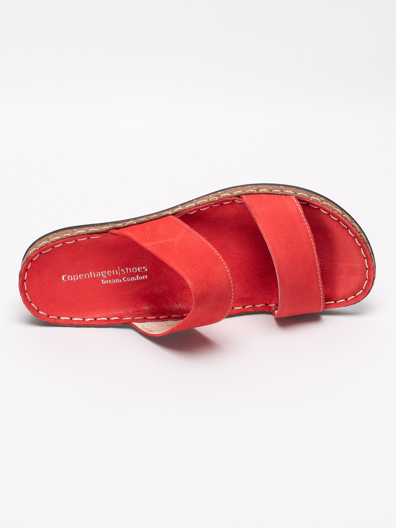 65191031 Copenhagen Shoes Emmely Red Nubuck röda slip ins damsandaler med två remmar-4