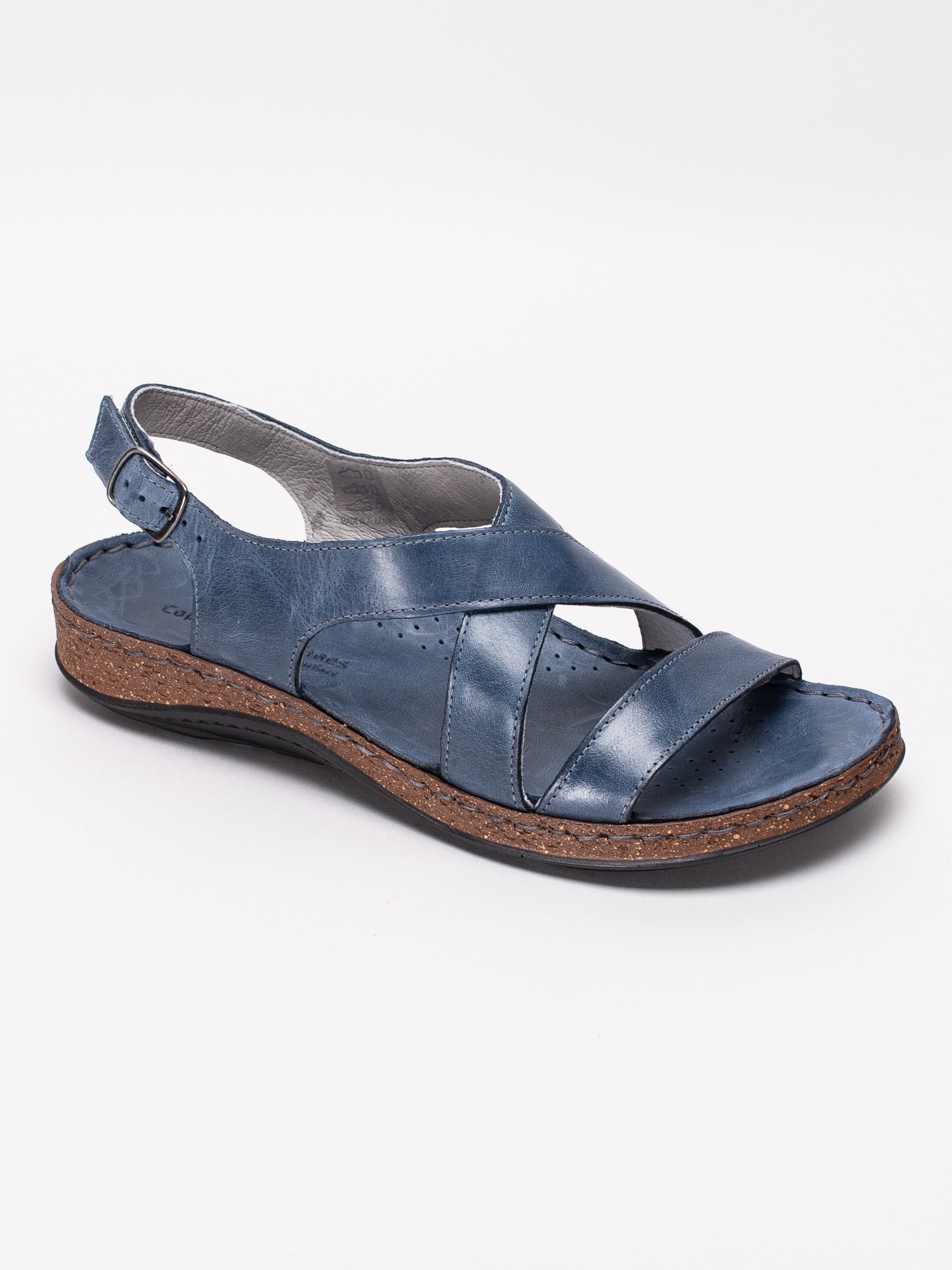 65191033 Copenhagen Shoes Kenzo Basic Blue mellanblå damsandaler med korsade band och hälrem-1