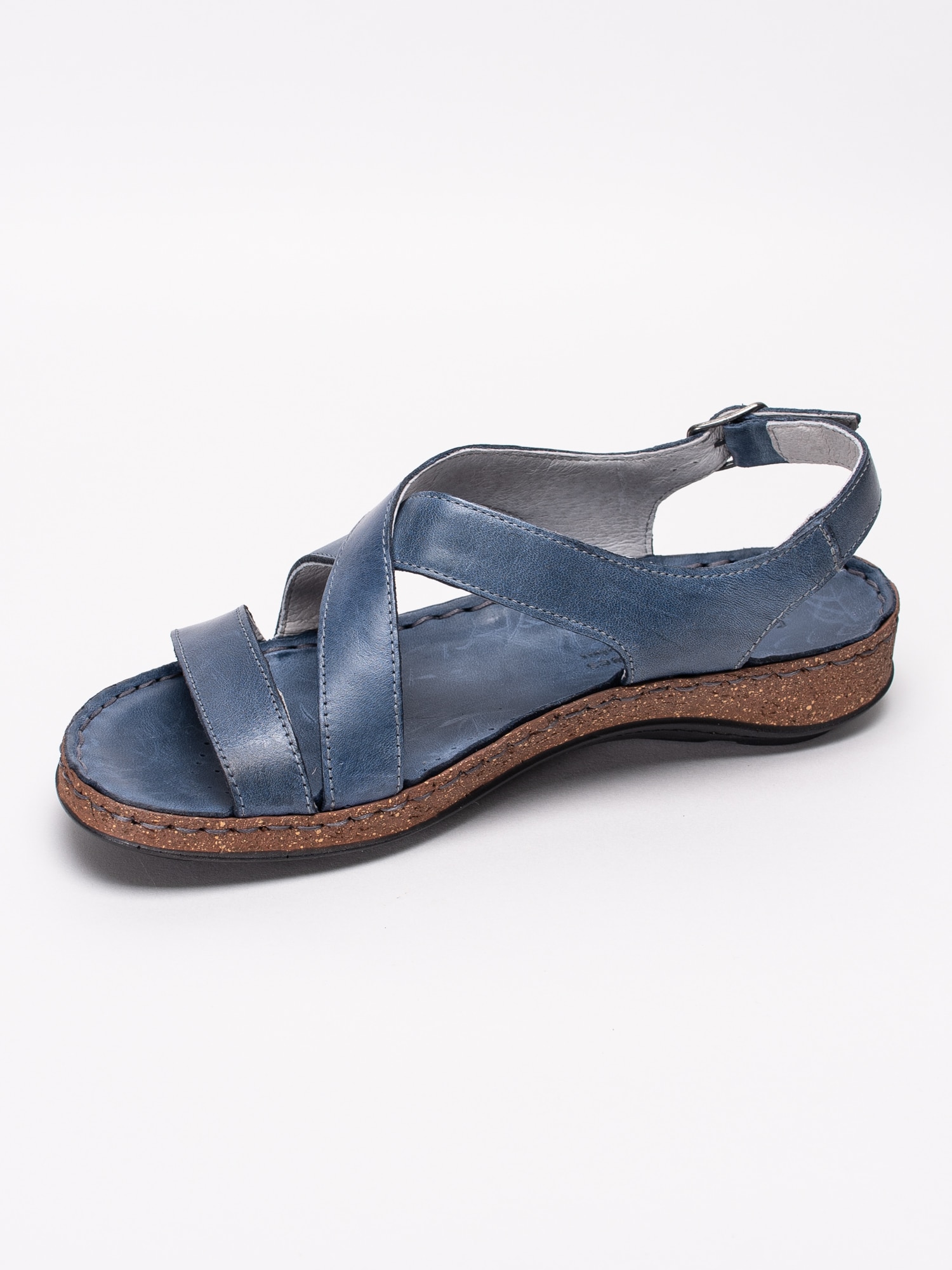 65191033 Copenhagen Shoes Kenzo Basic Blue mellanblå damsandaler med korsade band och hälrem-2