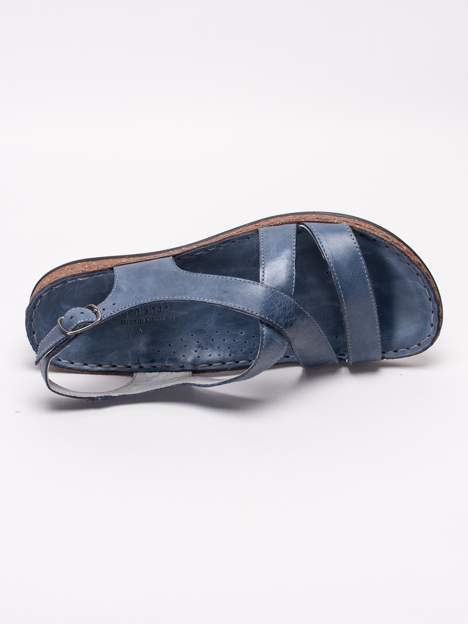 65191033 Copenhagen Shoes Kenzo Basic Blue mellanblå damsandaler med korsade band och hälrem-4