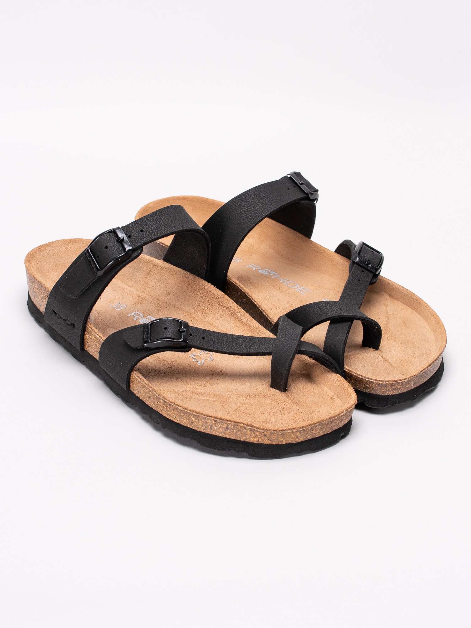 65191065 Rohde 5594-90 svarta slip in sandaler med tåspridare-3