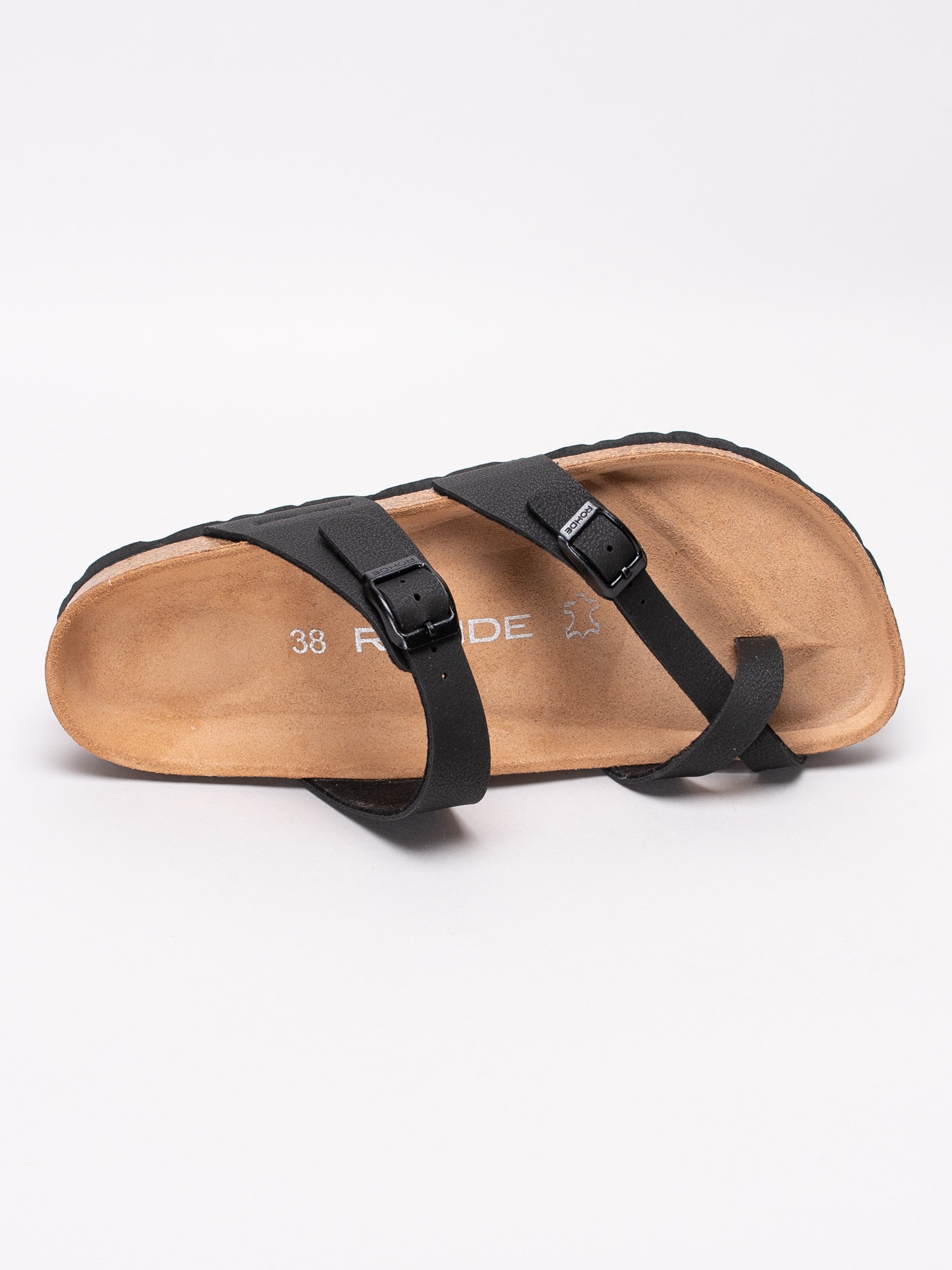 65191065 Rohde 5594-90 svarta slip in sandaler med tåspridare-4