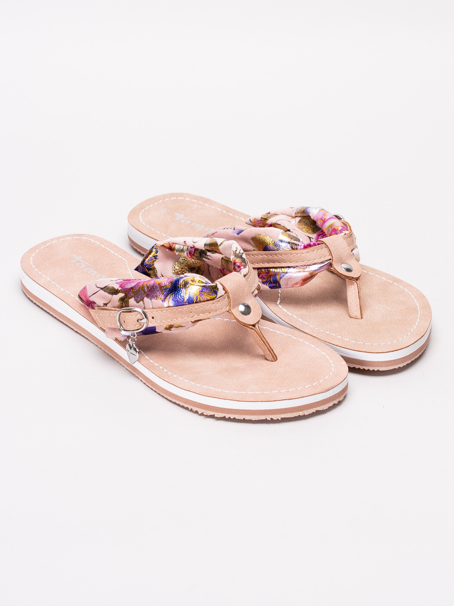 65191078 Tamaris 1-27109-22-584 rosa flip flops med blommotiv-3