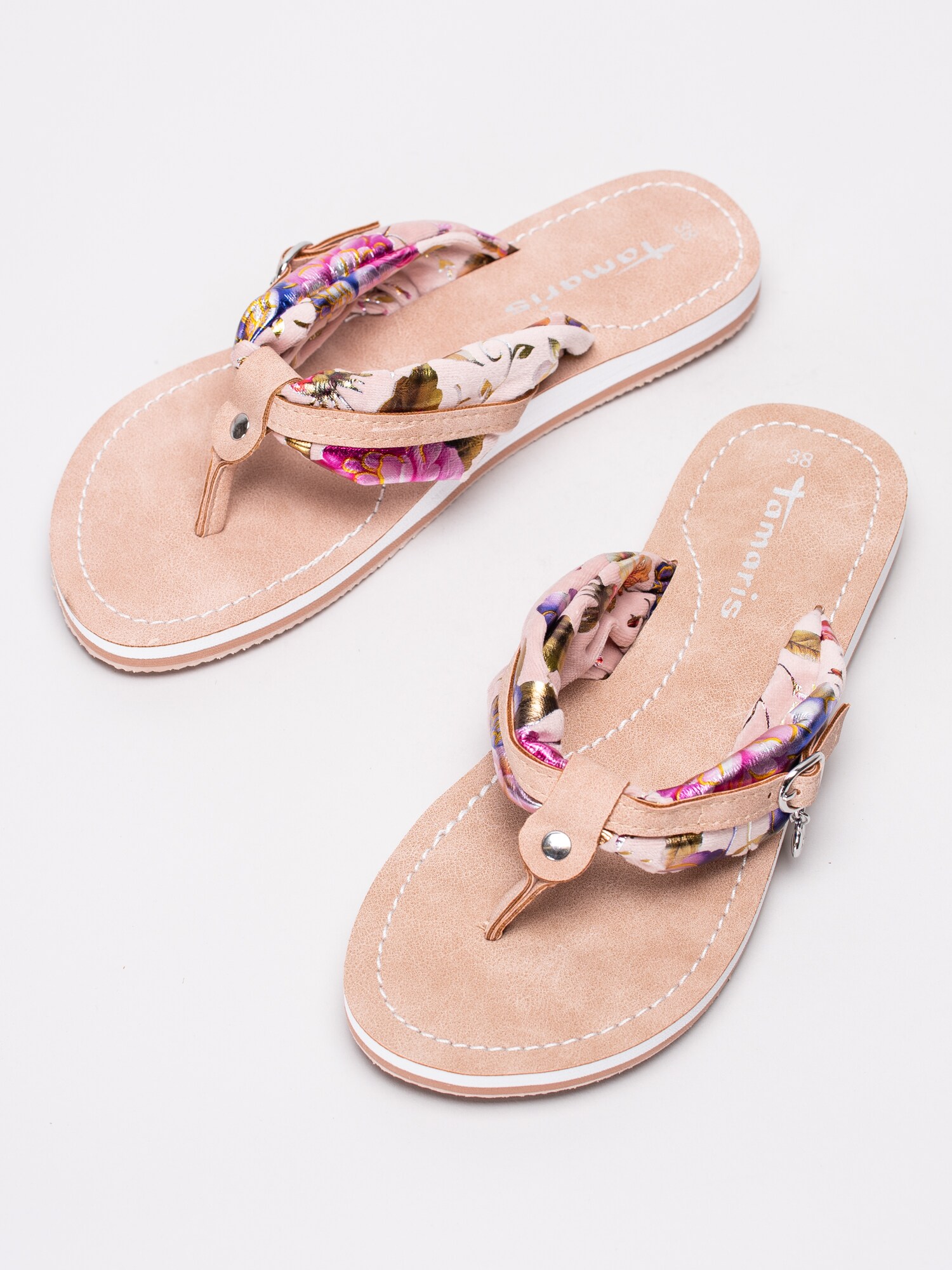 65191078 Tamaris 1-27109-22-584 rosa flip flops med blommotiv-6