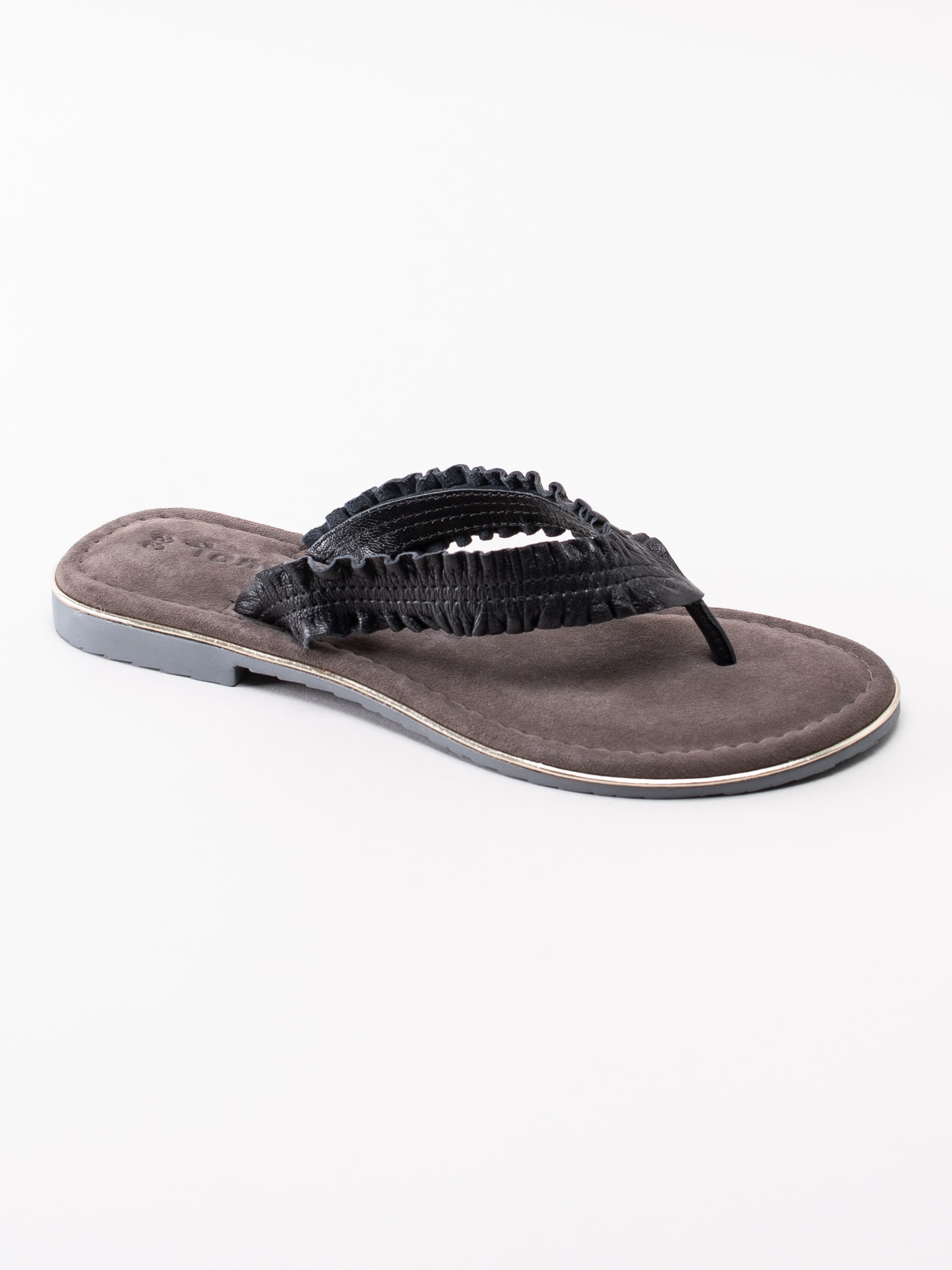 65191080 Tamaris 1-27110-22-001 svarta flip flops sandaler med volang-1