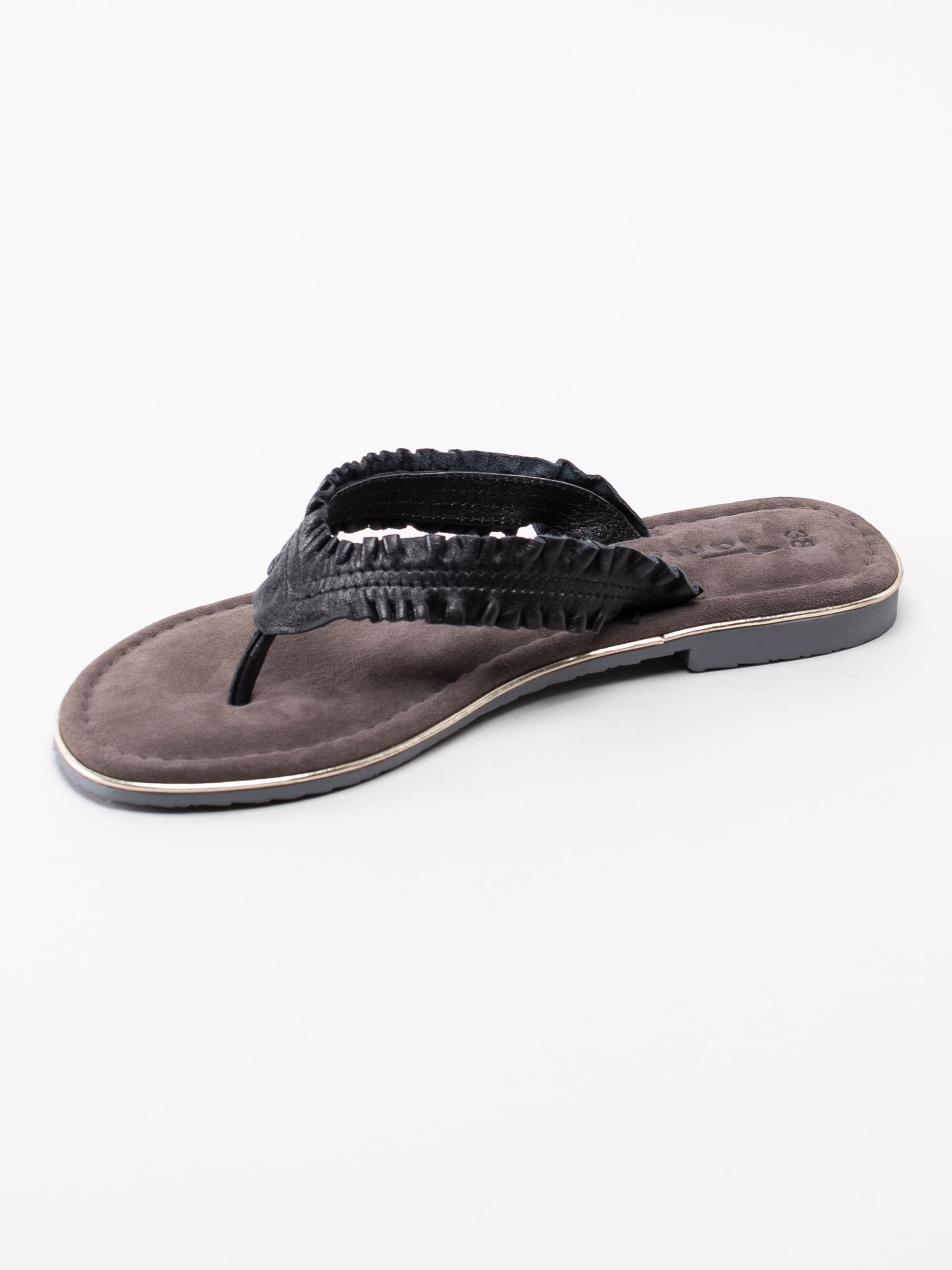 65191080 Tamaris 1-27110-22-001 svarta flip flops sandaler med volang-2