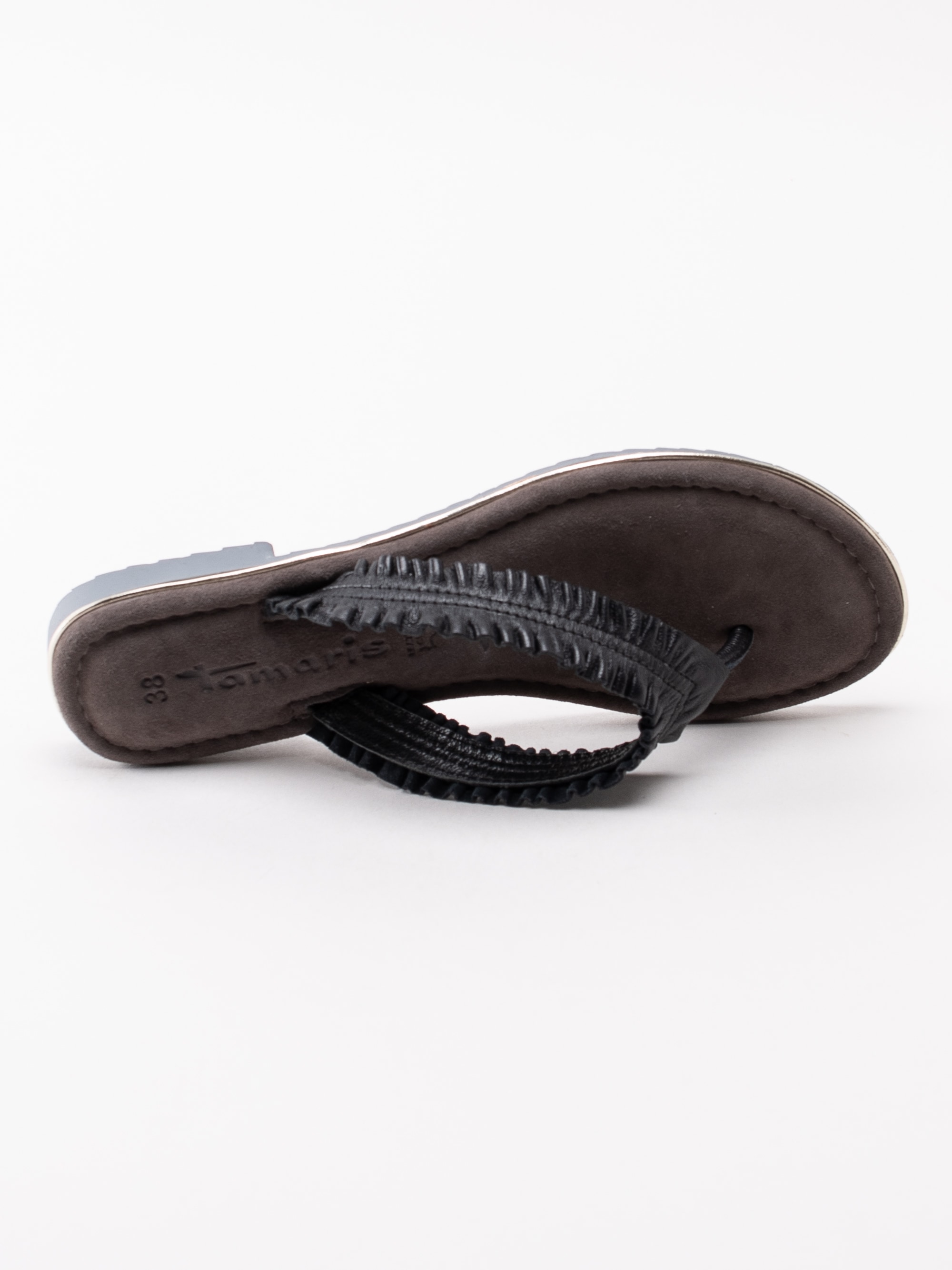 65191080 Tamaris 1-27110-22-001 svarta flip flops sandaler med volang-4