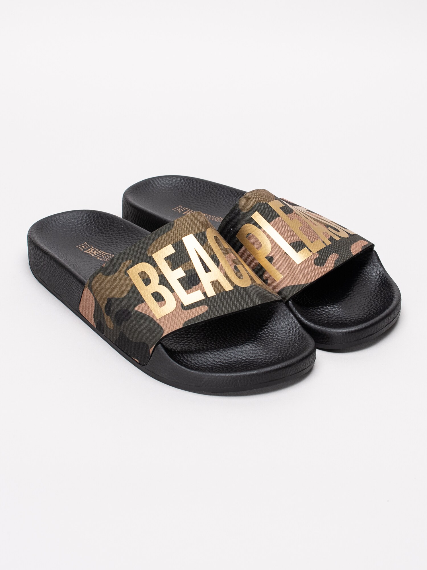 65191096 The White Brand Beach Please L-0258 mörkgröna kamouflage badsandaler med print-3