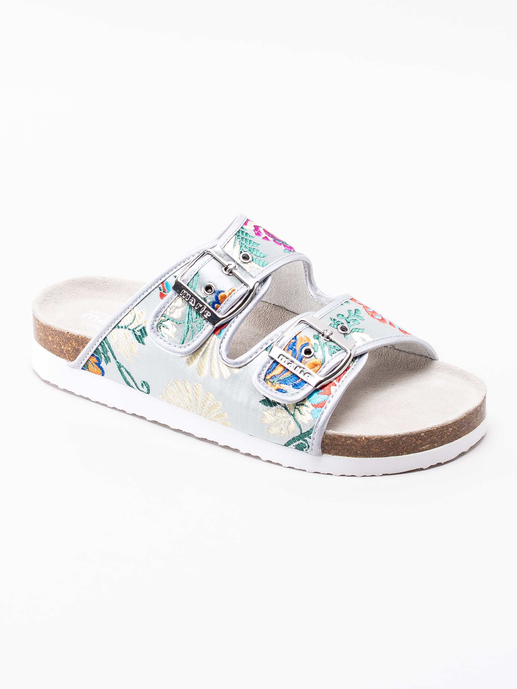 65191107 Sköna Marie Thalia 7102841-05 silver blommiga slip in sandaler-1