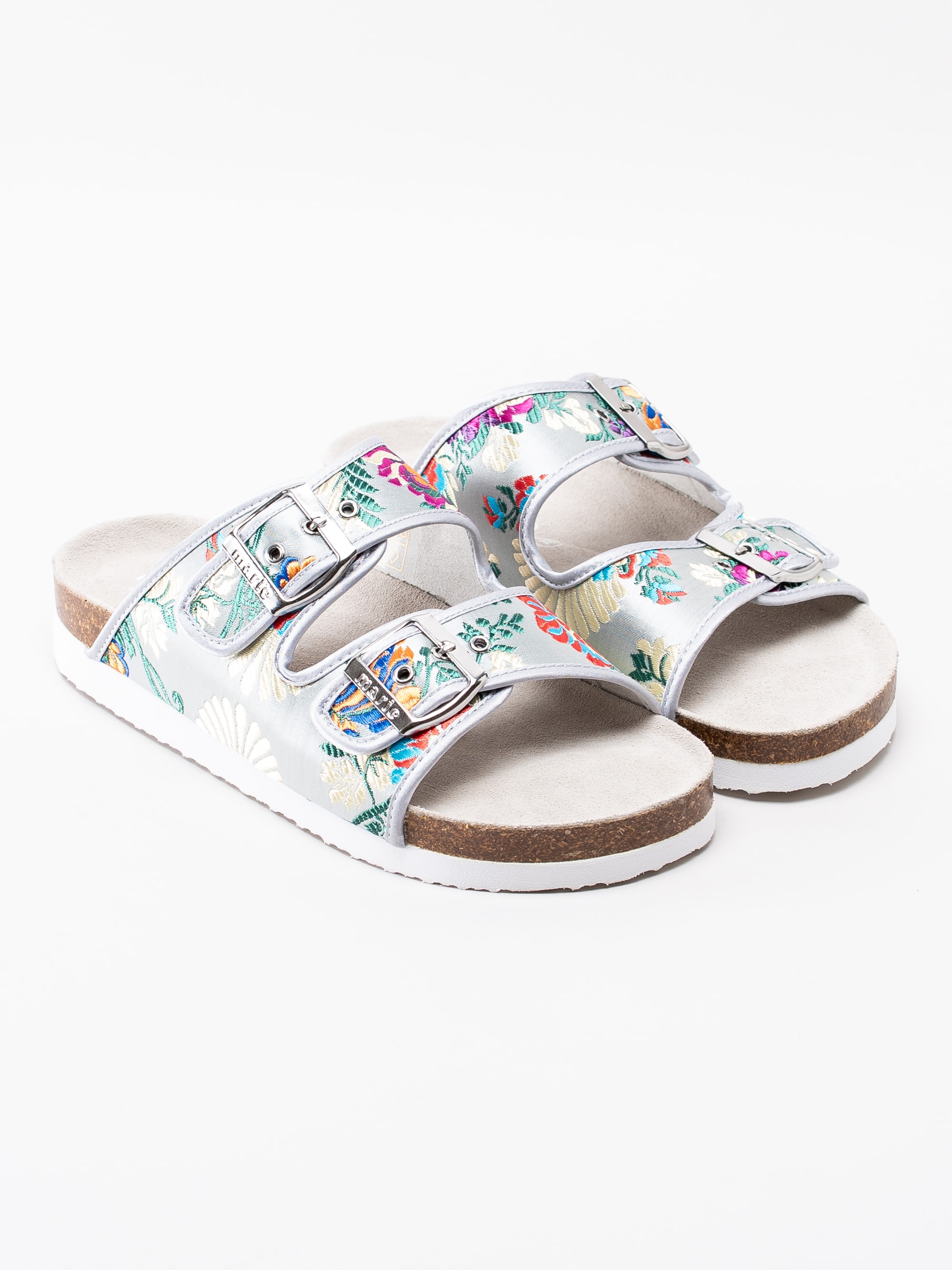 65191107 Sköna Marie Thalia 7102841-05 silver blommiga slip in sandaler-3