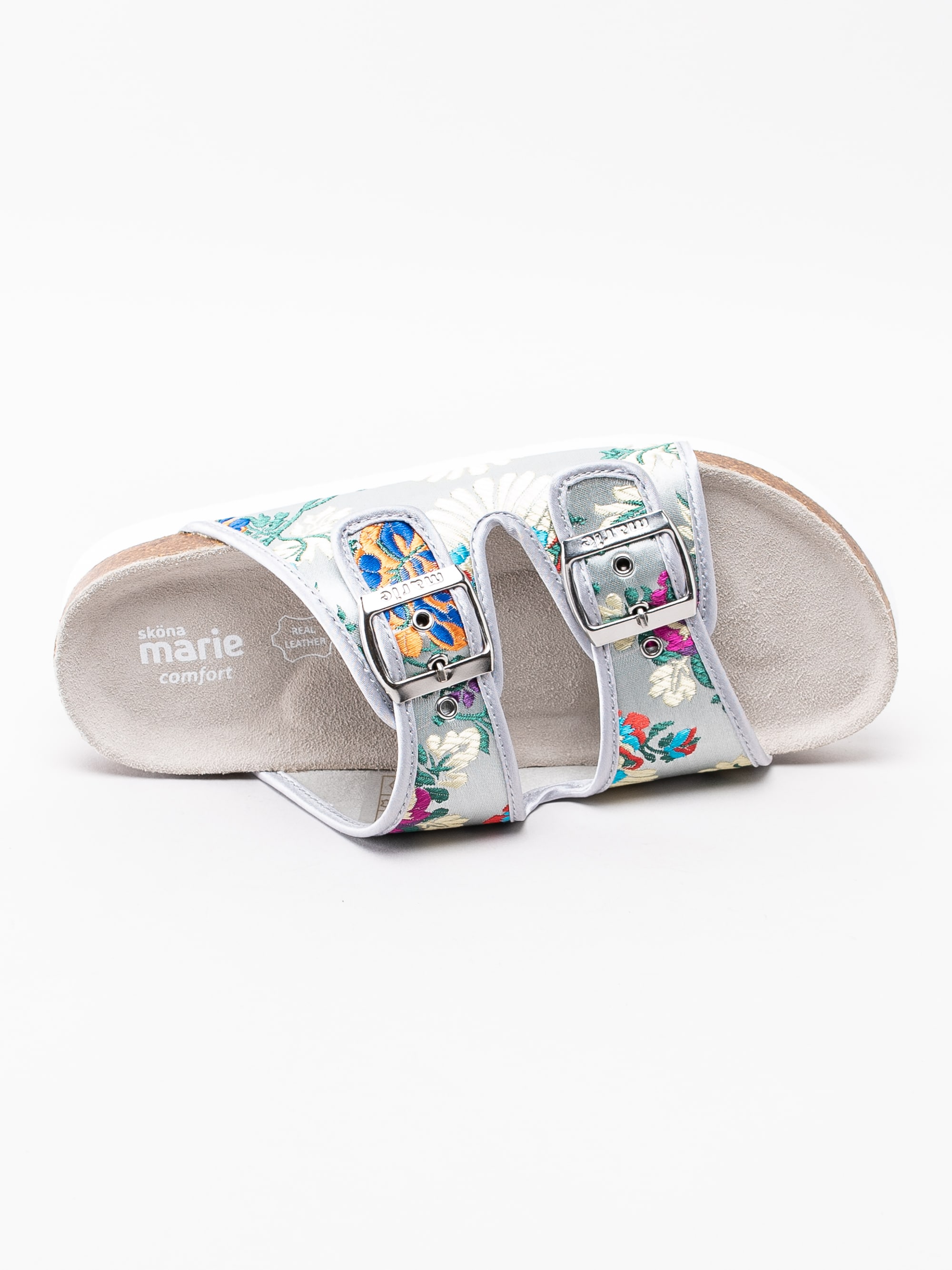 65191107 Sköna Marie Thalia 7102841-05 silver blommiga slip in sandaler-4