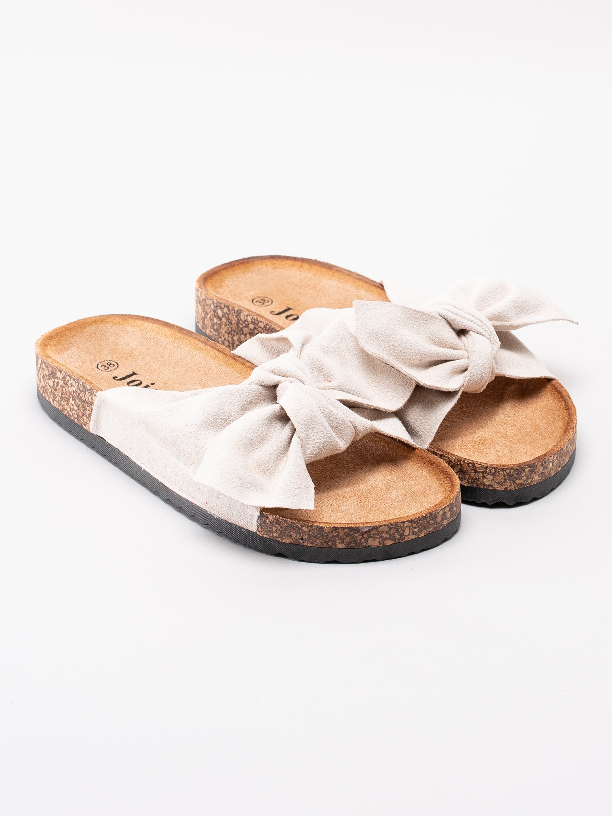 65191116 Joia LS-26-BEIGE beige slip ins sandaler med rosett-3