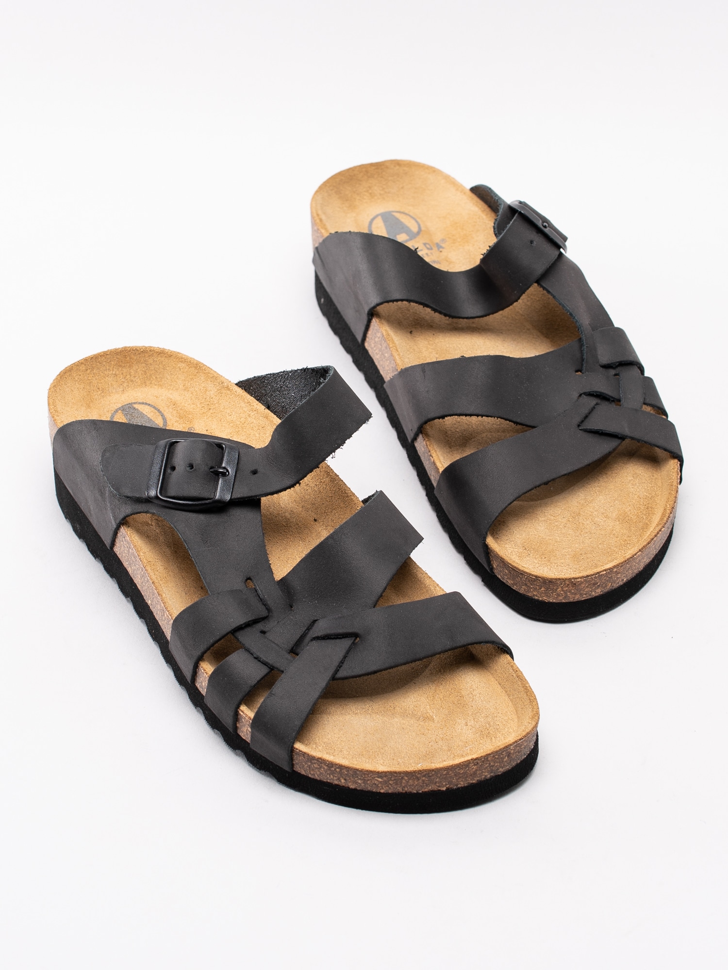 65193039 Axelda Victoria 20057-01 svarta slip in sandaler med flätade remmar-6