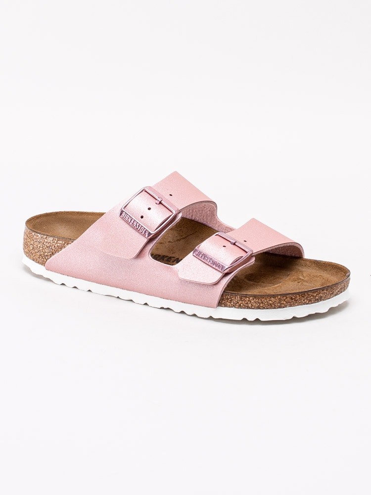 65201011 Birkenstock Arizona 1016029 Rosa skimrande slip in sandaler med två remmar-1