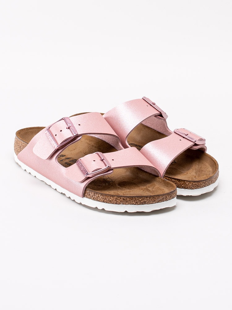 65201011 Birkenstock Arizona 1016029 Rosa skimrande slip in sandaler med två remmar-3