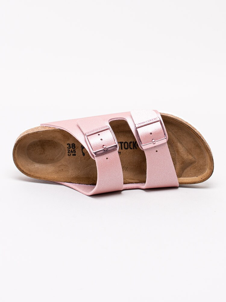 65201011 Birkenstock Arizona 1016029 Rosa skimrande slip in sandaler med två remmar-4